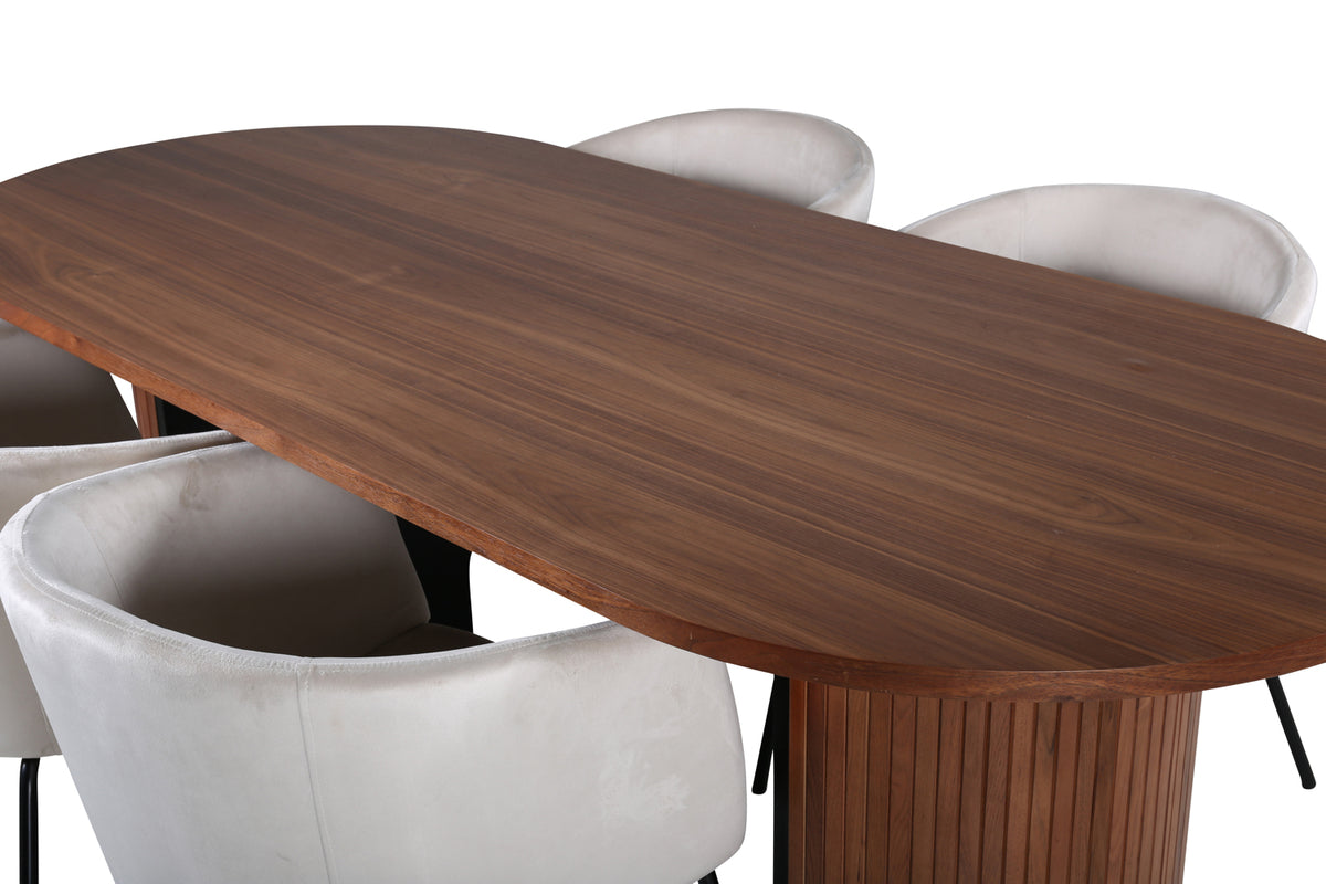 Venture Design Berit & Bianca Matstolar Beige + Matbord 90x200
