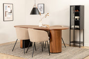Venture Design Berit & Bianca Matstolar Beige + Ovala Matbord 200 x 90 Valnöt
