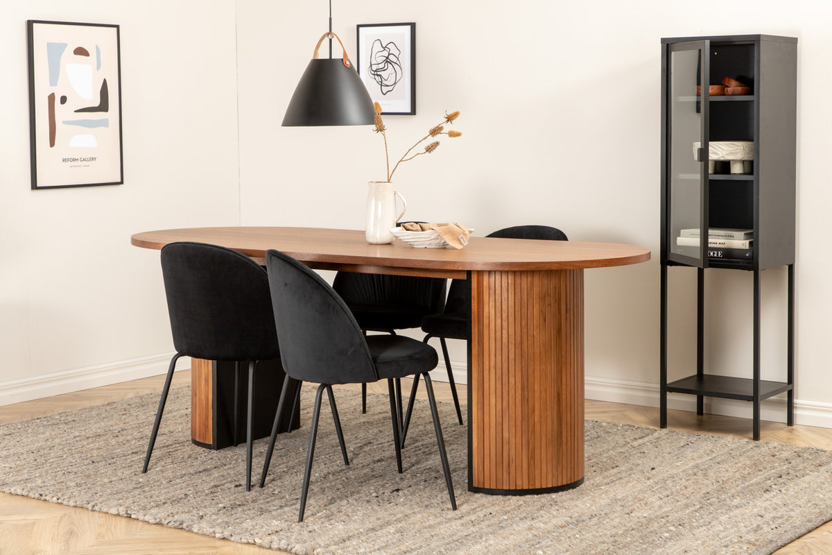 Venture Design Wrinkles & Bianca Matstolar Svart + Matbord 90x200