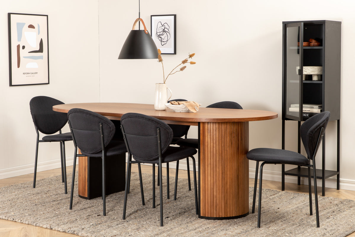 Venture Design Vault & Bianca Matstolar Svart + Matbord 90x200