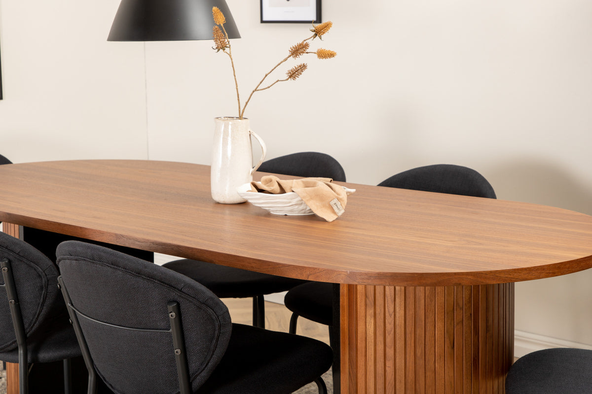 Venture Design Vault & Bianca Matstolar Svart + Matbord 90x200