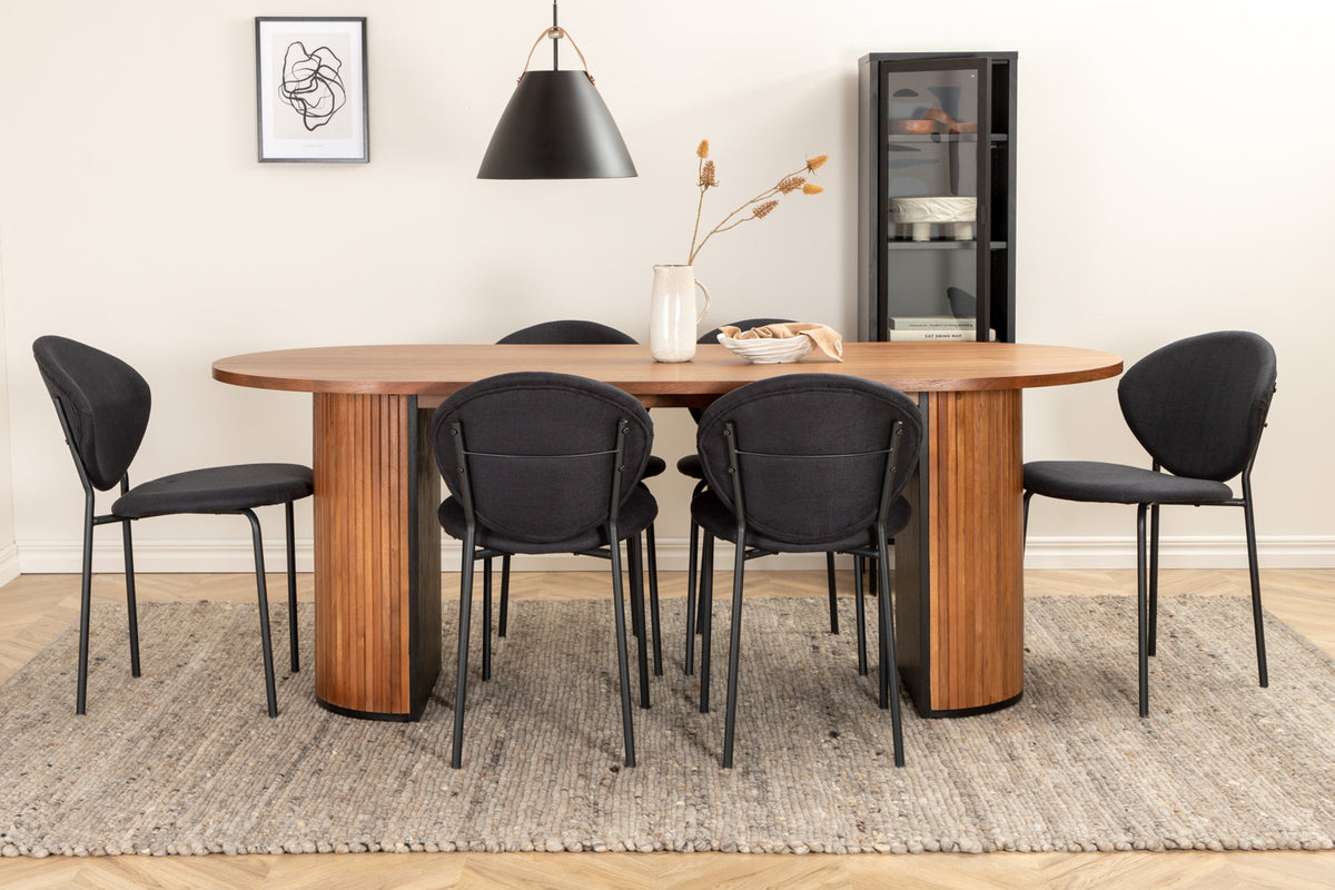 Venture Design Vault & Bianca Matstolar Svart + Matbord 90x200