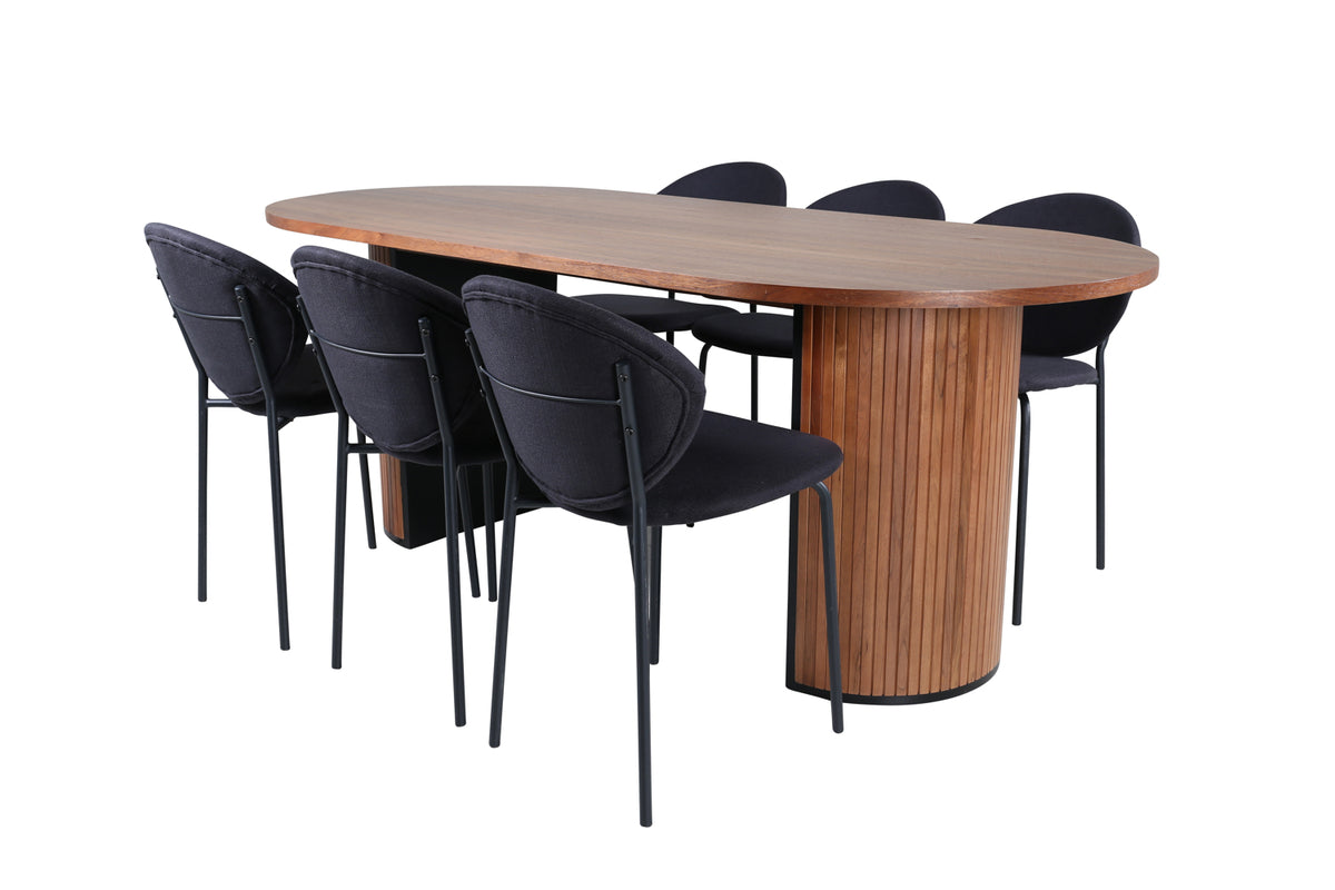 Venture Design Vault & Bianca Matstolar Svart + Matbord 90x200