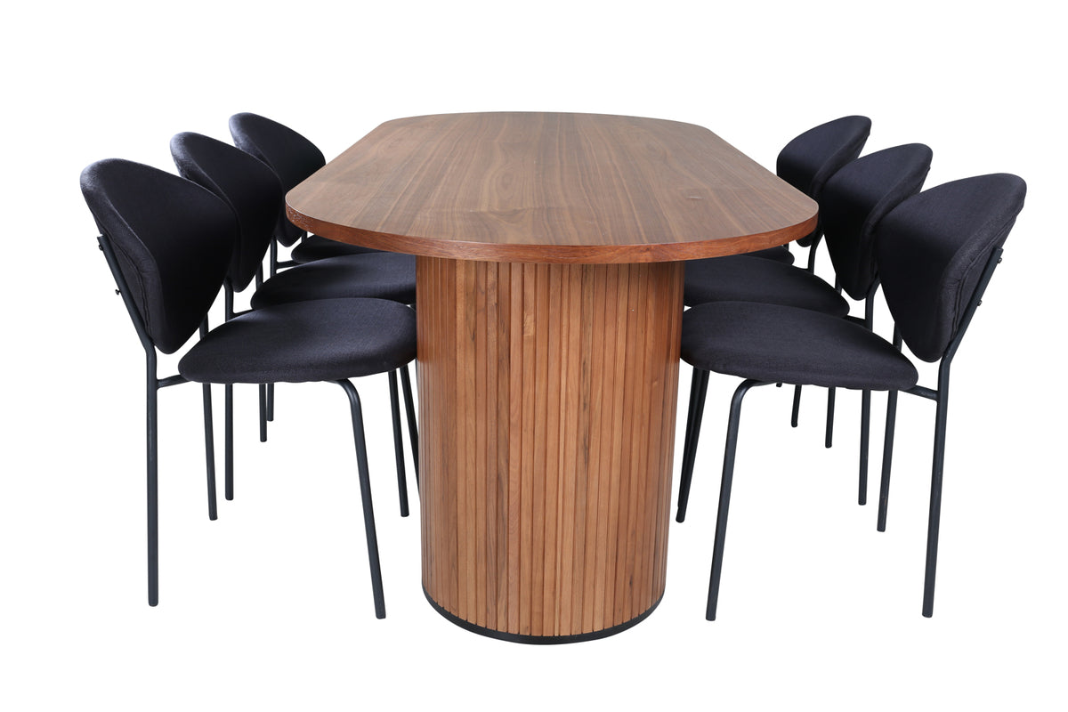 Venture Design Vault & Bianca Matstolar Svart + Matbord 90x200