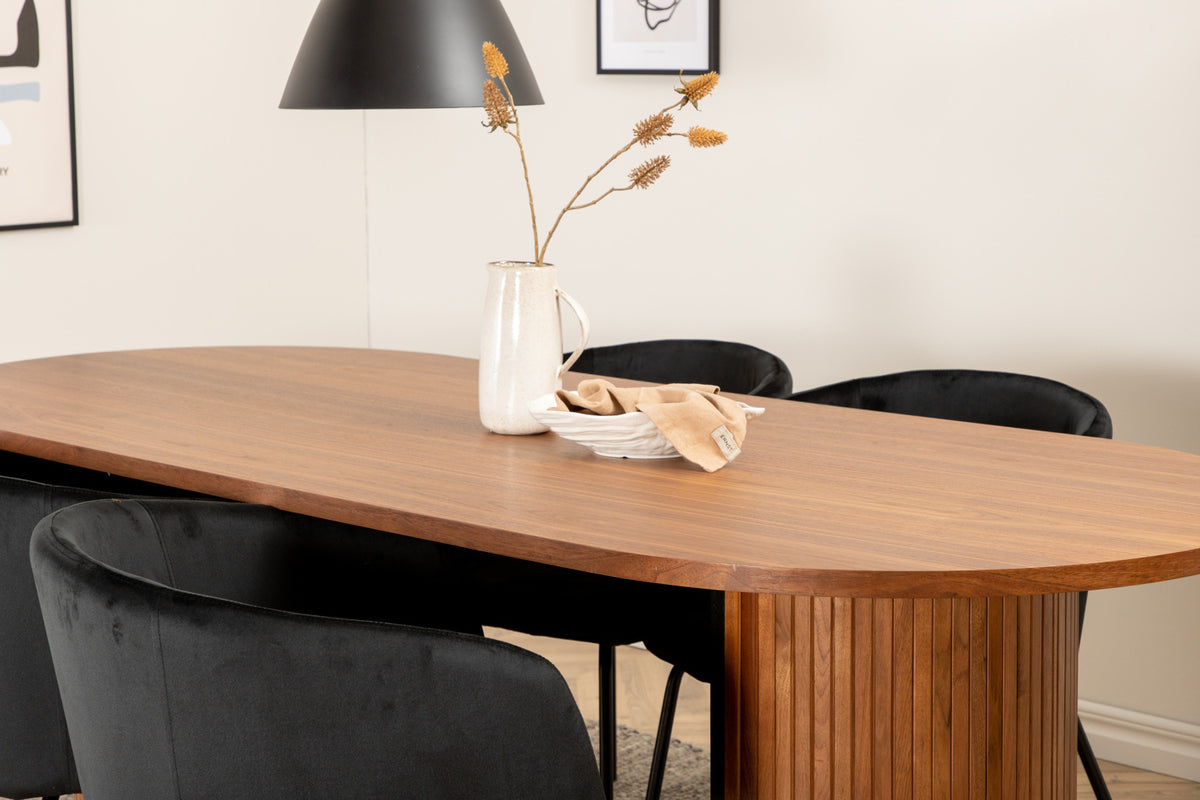 Venture Design Berit & Bianca Matstolar Svart + Matbord 90x200