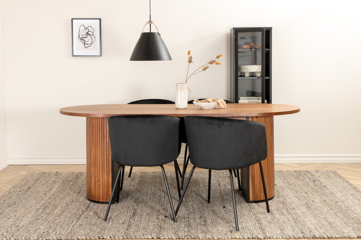Venture Design Berit & Bianca Matstolar Svart + Matbord 90x200