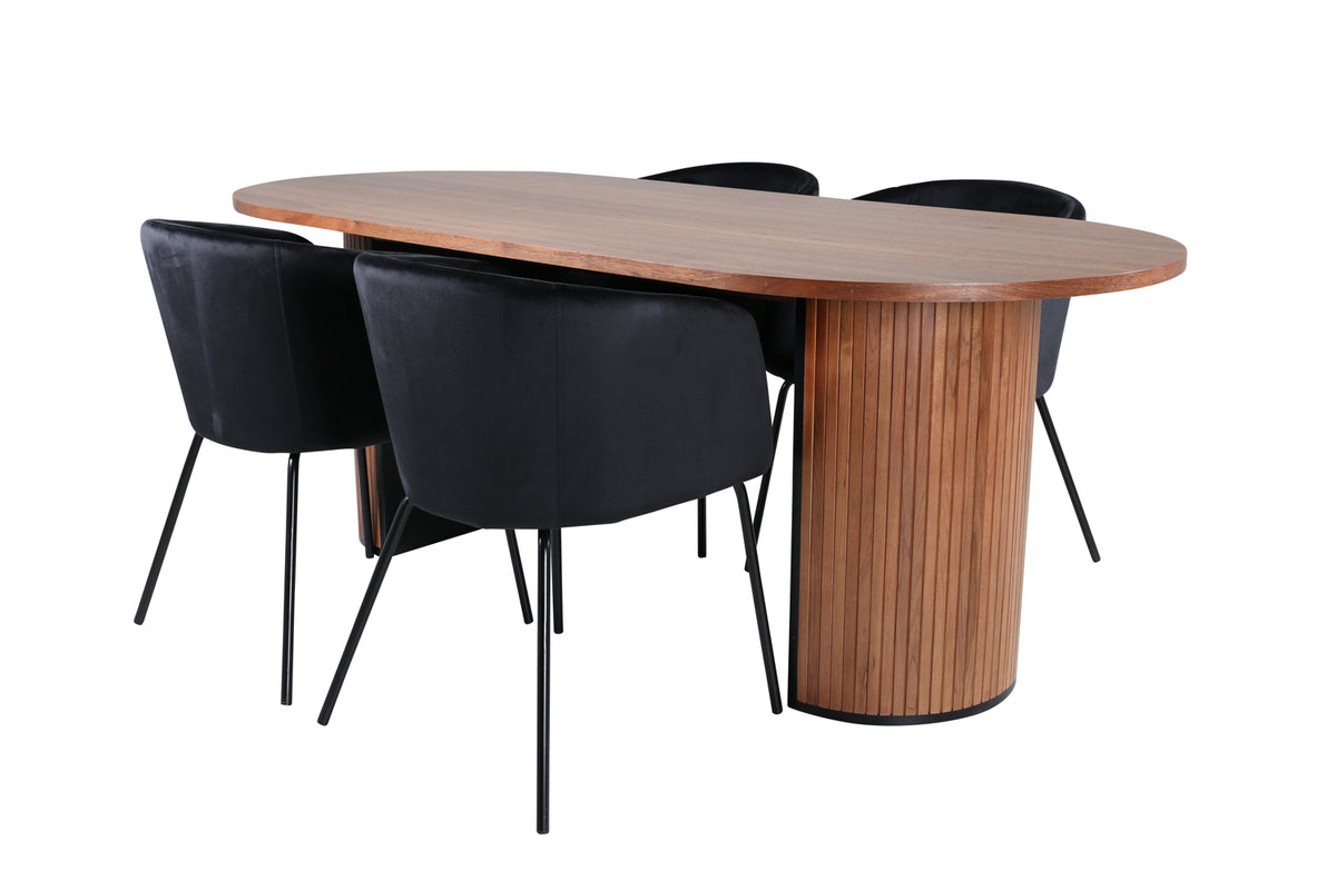 Venture Design Berit & Bianca Matstolar Svart + Matbord 90x200