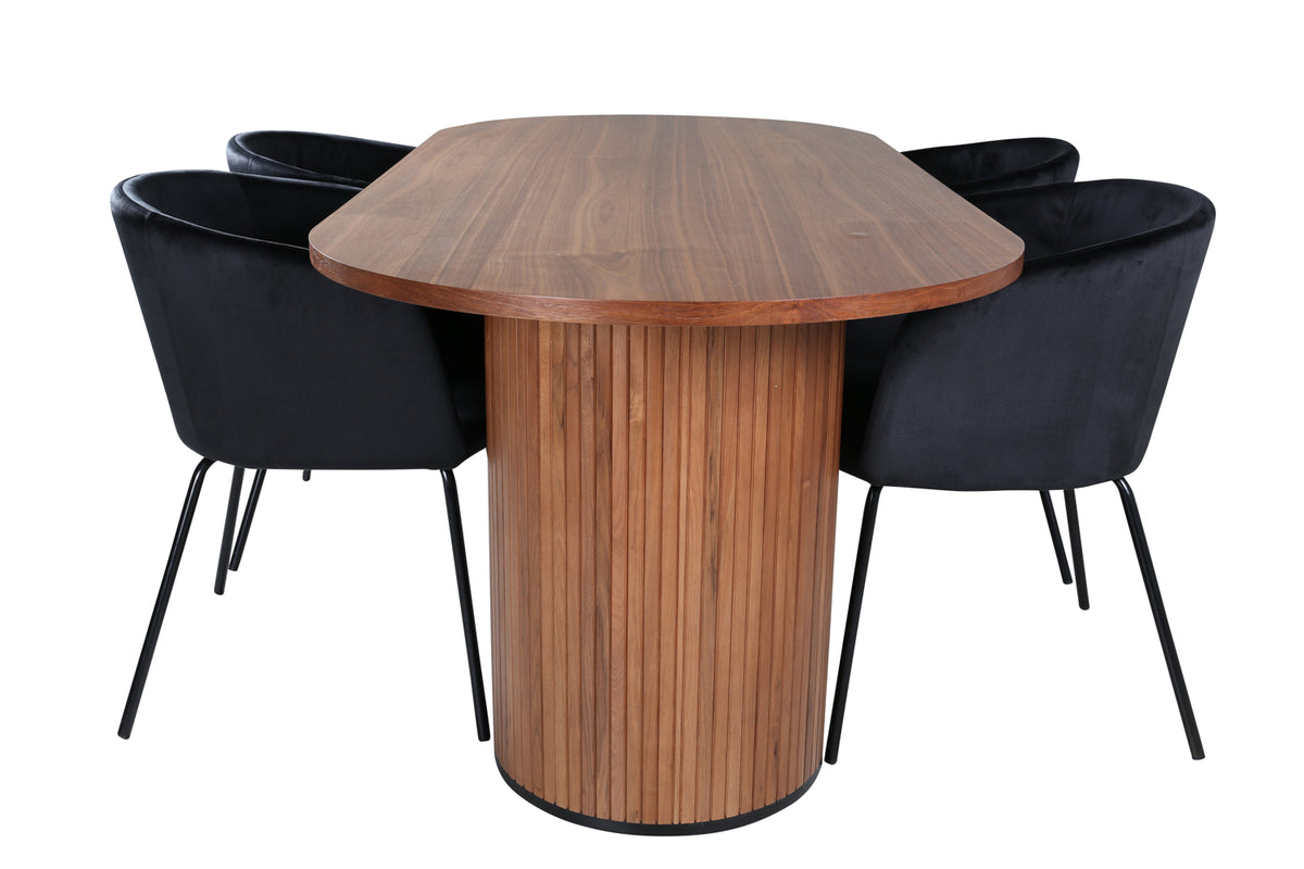 Venture Design Berit & Bianca Matstolar Svart + Matbord 90x200