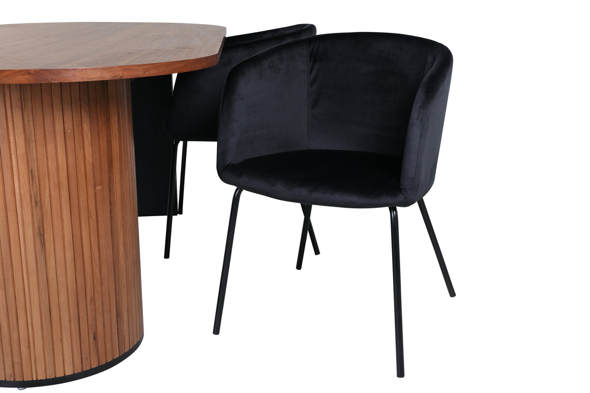 Venture Design Berit & Bianca Matstolar Svart + Matbord 90x200