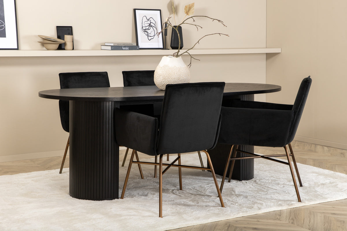 Venture Design Petra & Bianca Matstolar Svart + Matbord 90x200