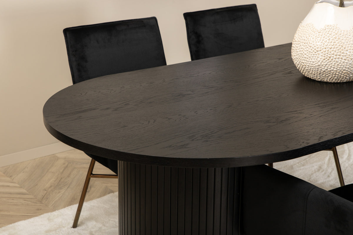Venture Design Petra & Bianca Matstolar Svart + Matbord 90x200
