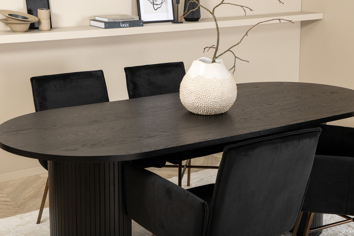 Venture Design Petra & Bianca Matstolar Svart + Matbord 90x200