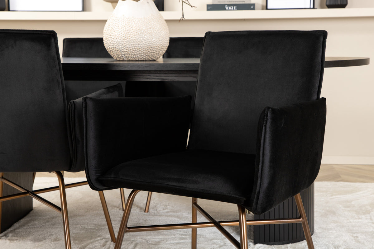 Venture Design Petra & Bianca Matstolar Svart + Matbord 90x200