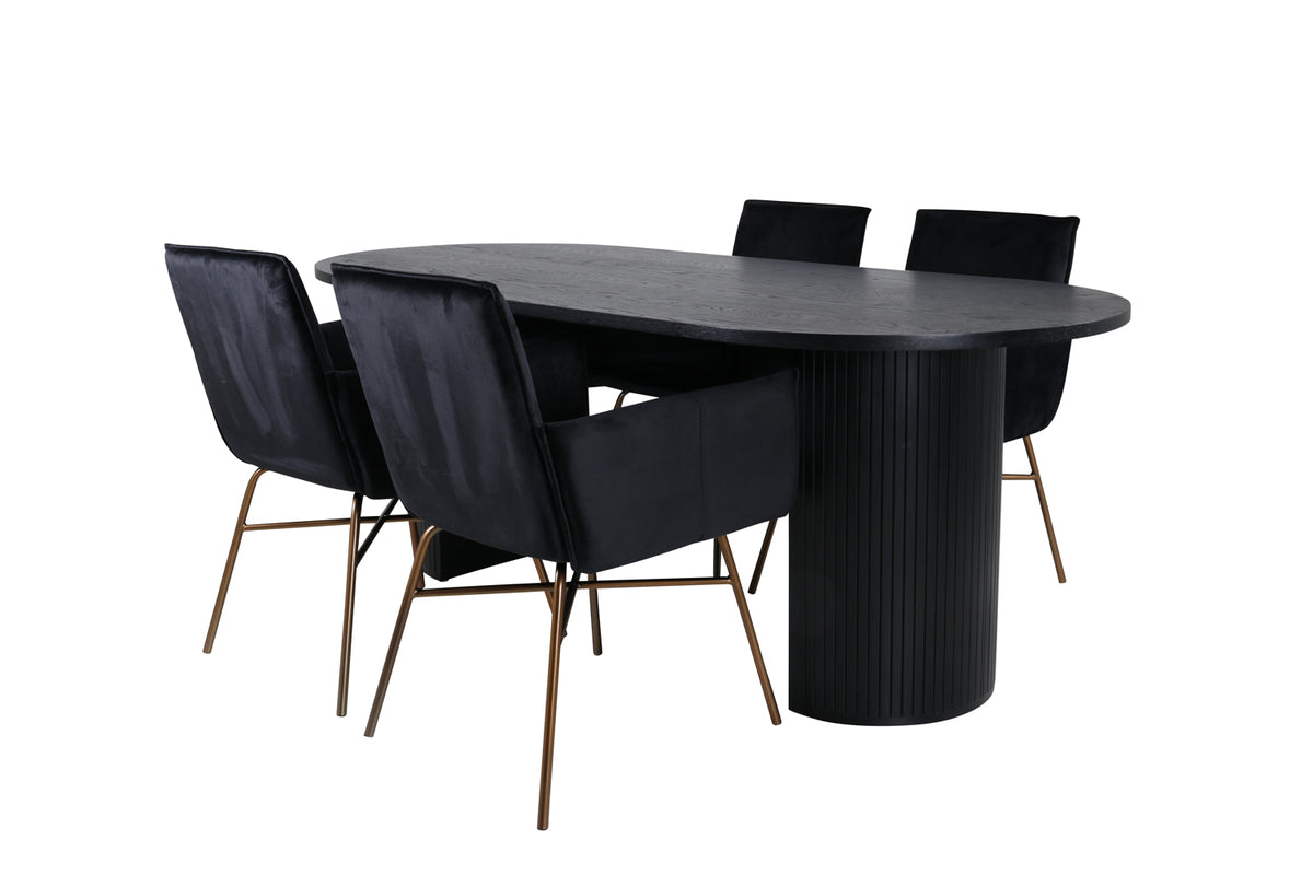Venture Design Petra & Bianca Matstolar Svart + Matbord 90x200