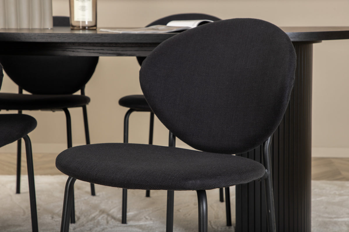 Venture Design Vault & Bianca Matstolar 2-pack Svart + Ovala Matbord 200 x 90 Svart