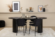 Venture Design Vault & Bianca Matstolar 2-pack Svart + Ovala Matbord 200 x 90 Svart