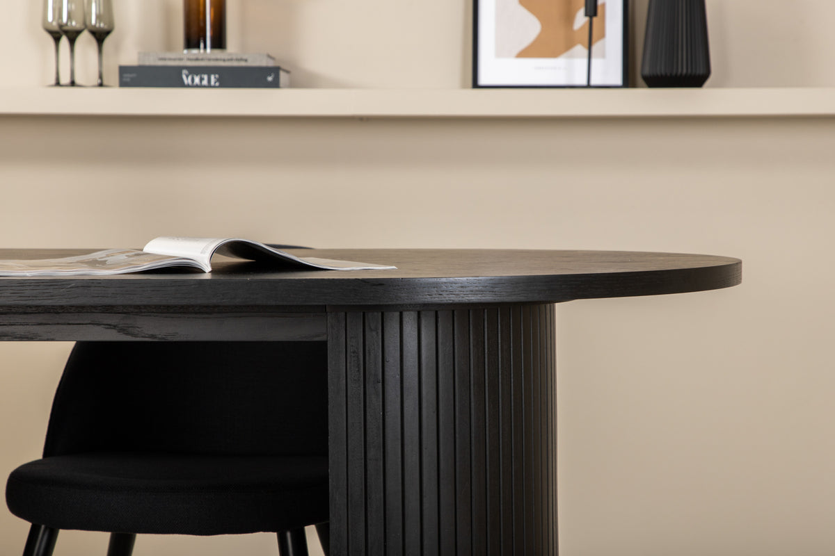 Venture Design Bianca & Velvet Ovala Matbord 200 x 90 Svart + Matstolar 2-pack Svart