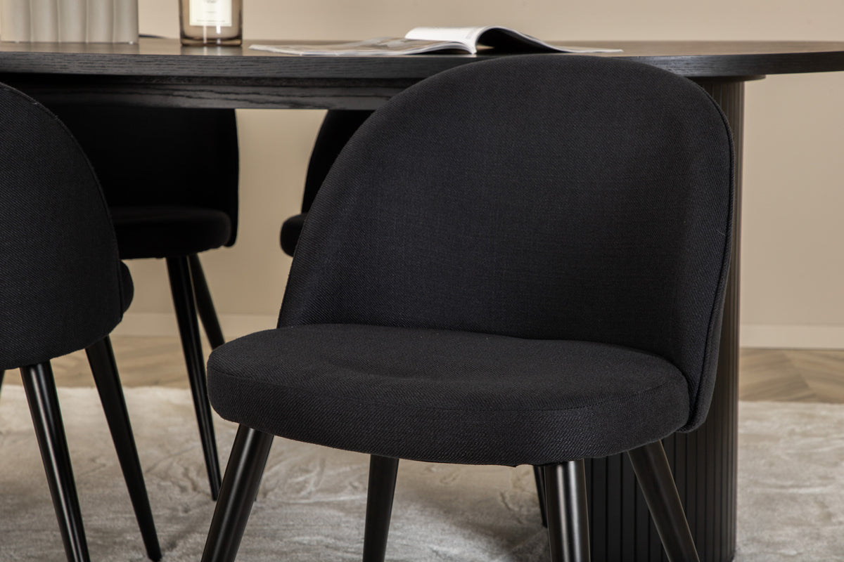 Venture Design Bianca & Velvet Ovala Matbord 200 x 90 Svart + Matstolar 2-pack Svart