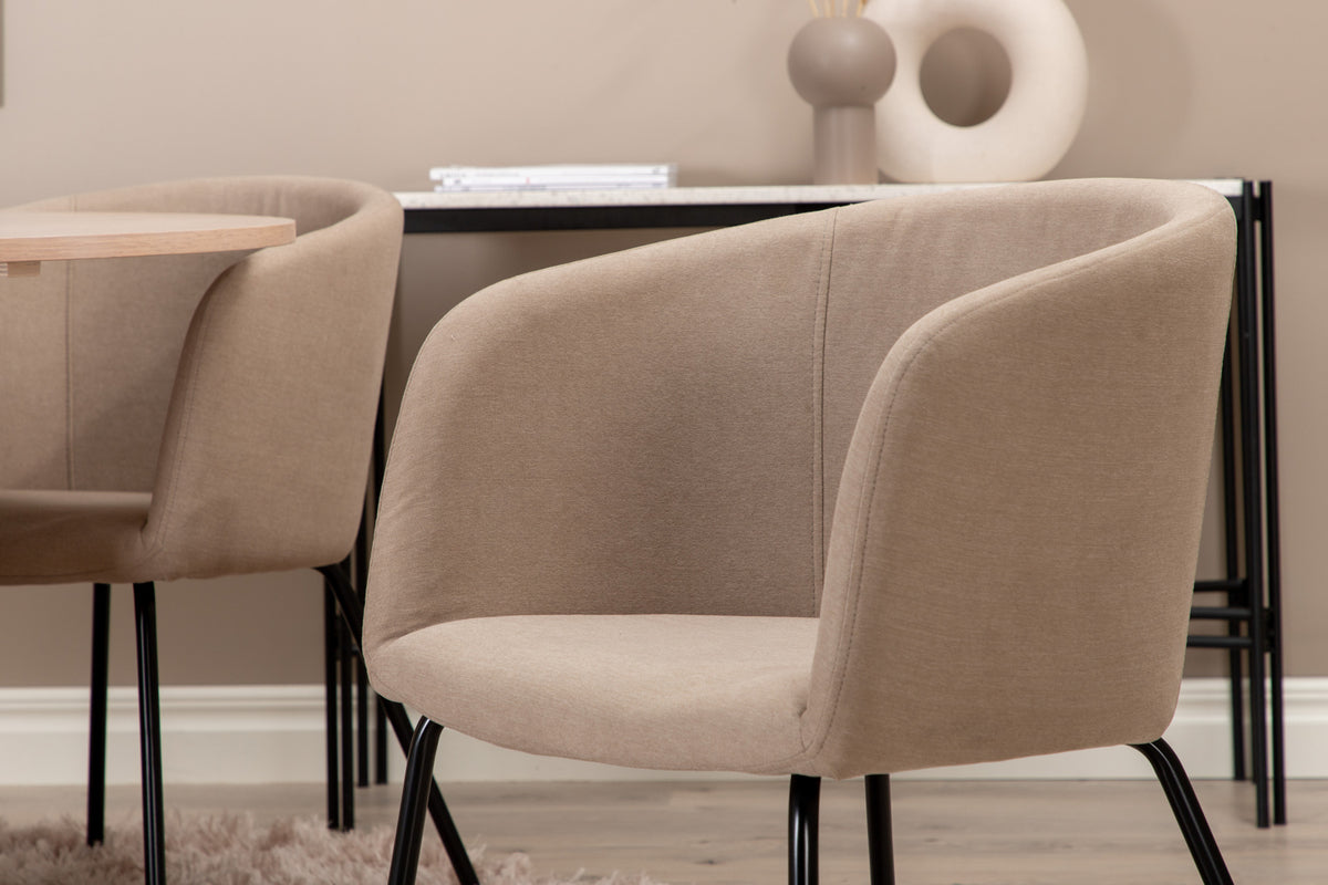 Venture Design Berit & Bianca Matstolar Beige + Runda Matbord ⌀110 Vitputsad