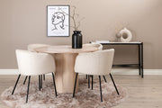 Venture Design Berit & Bianca Matstolar Beige + Runda Matbord ⌀110 Vitputsad