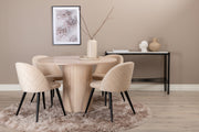 Venture Design Bianca & Velvet Runda Matbord ⌀110 Vitputsad + Matstolar 2-pack Beige