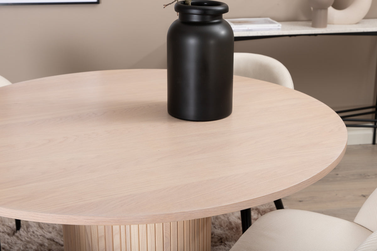 Venture Design Bianca & Velvet Runda Matbord ⌀110 Vitputsad + Matstolar 2-pack Grädde