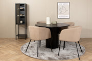 Venture Design Berit & Bianca Matstolar Beige + Runda Matbord ⌀110 Svart