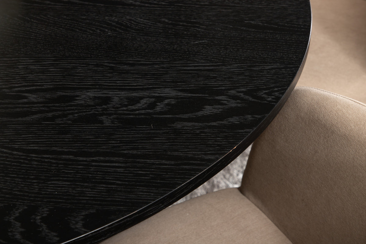 Venture Design Berit & Bianca Matstolar Beige + Runda Matbord ⌀110 Svart