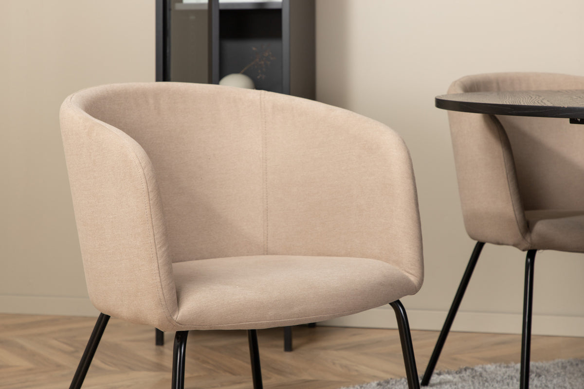 Venture Design Berit & Bianca Matstolar Beige + Runda Matbord ⌀110 Svart