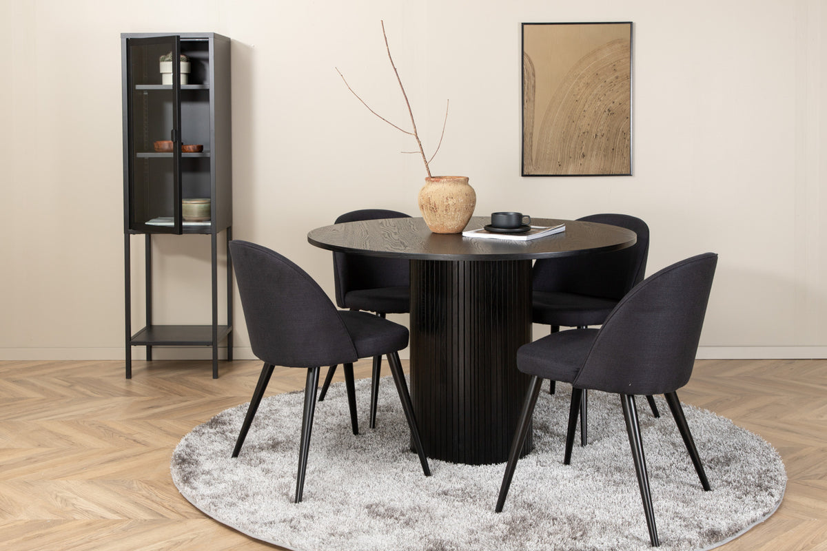 Venture Design Bianca & Velvet Runda Matbord ⌀110 Svart + Matstolar 2-pack Svart