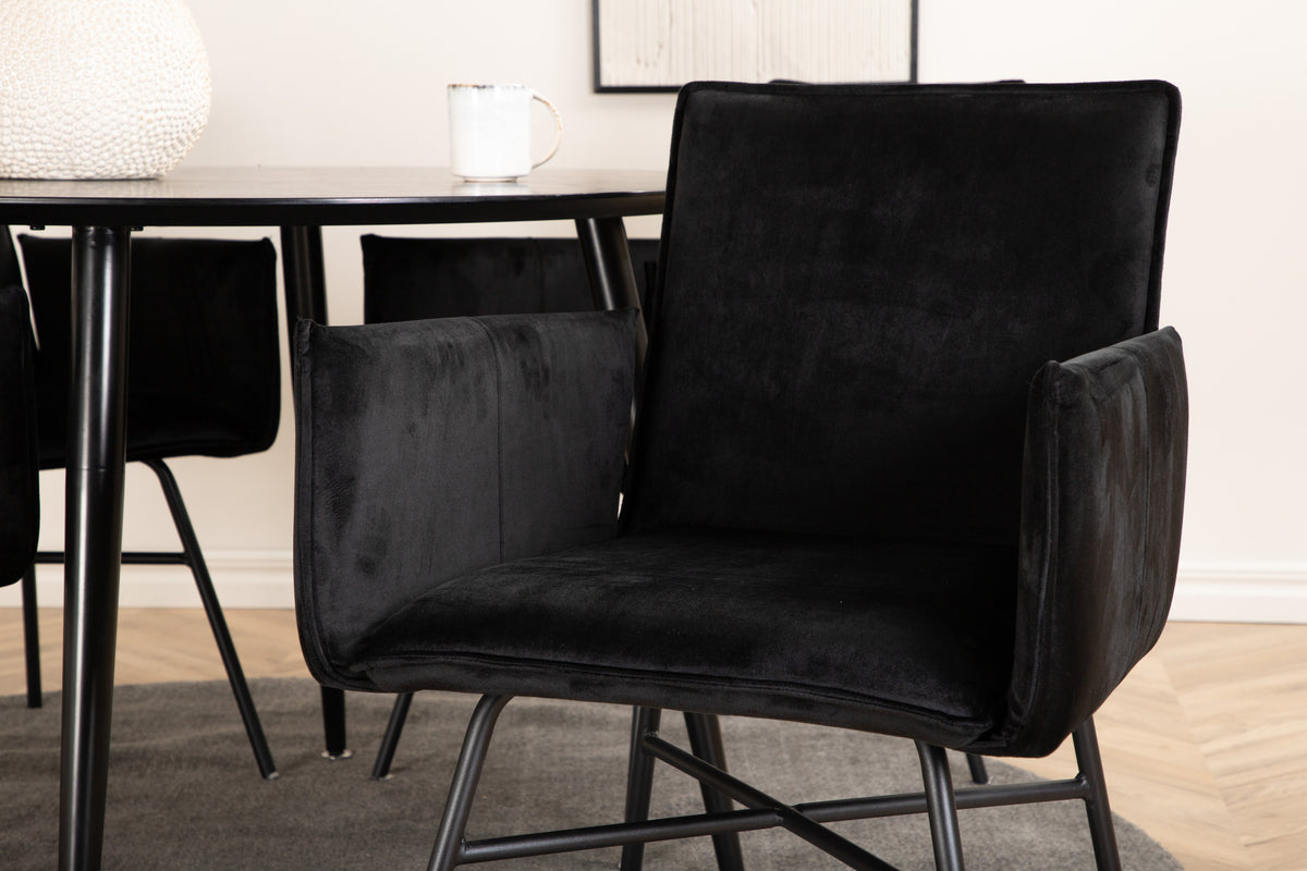 Venture Design Petra & Dipp Matstolar Svart + Runda Matbord ⌀115 Svart