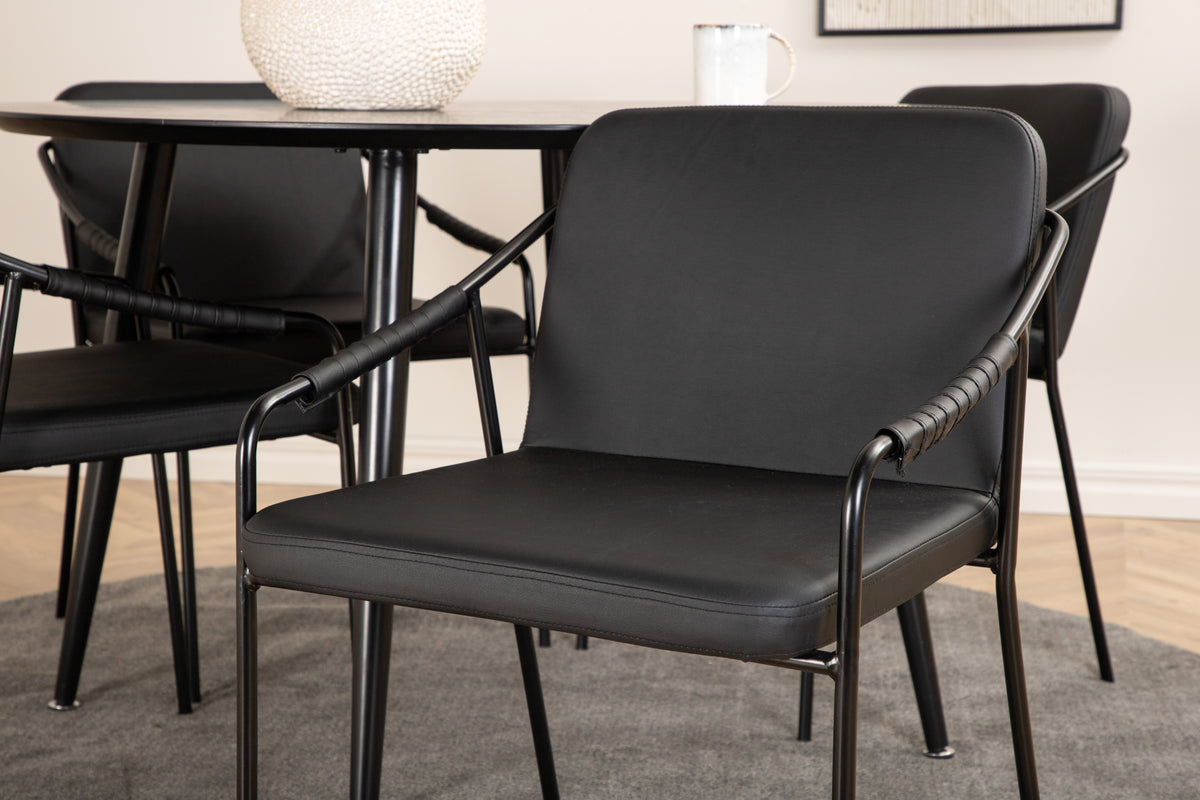 Venture Design Tvist & Dipp Matstolar 2-pack Svart + Runda Matbord ⌀115 Svart