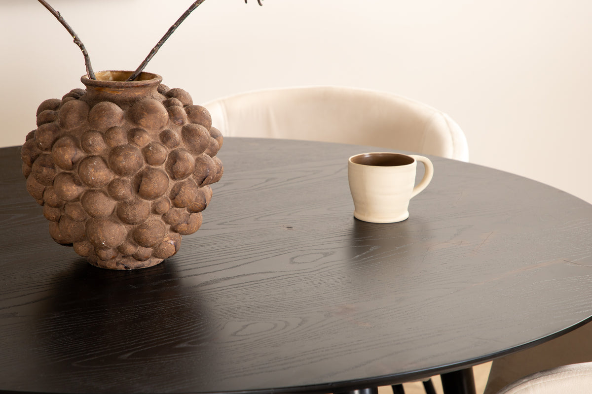 Venture Design Berit & Dipp Matstolar Beige + Runda Matbord ⌀115 Svart