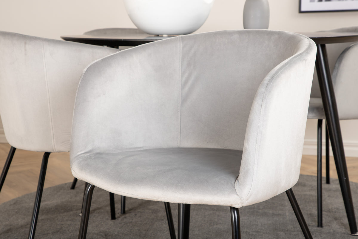 Venture Design Berit & Dipp Matstolar Grå + Runda Matbord ⌀115 Svart