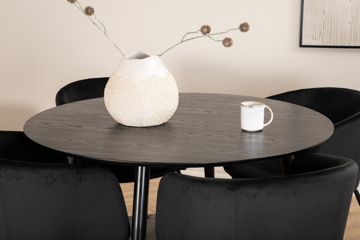 Venture Design Berit & Dipp Matstolar Svart + Runda Matbord ⌀115 Svart