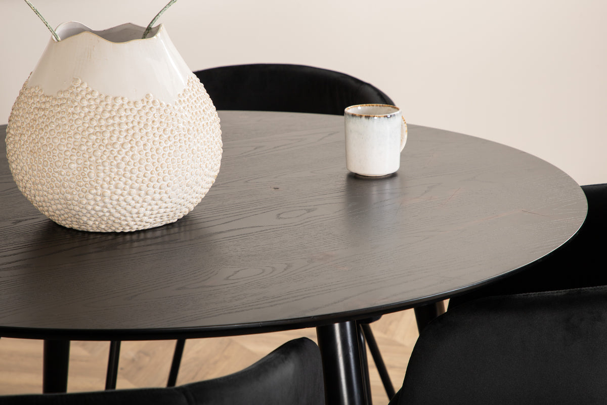 Venture Design Berit & Dipp Matstolar Svart + Runda Matbord ⌀115 Svart