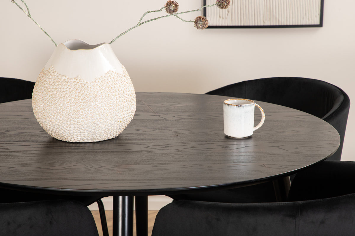 Venture Design Berit & Dipp Matstolar Svart + Runda Matbord ⌀115 Svart