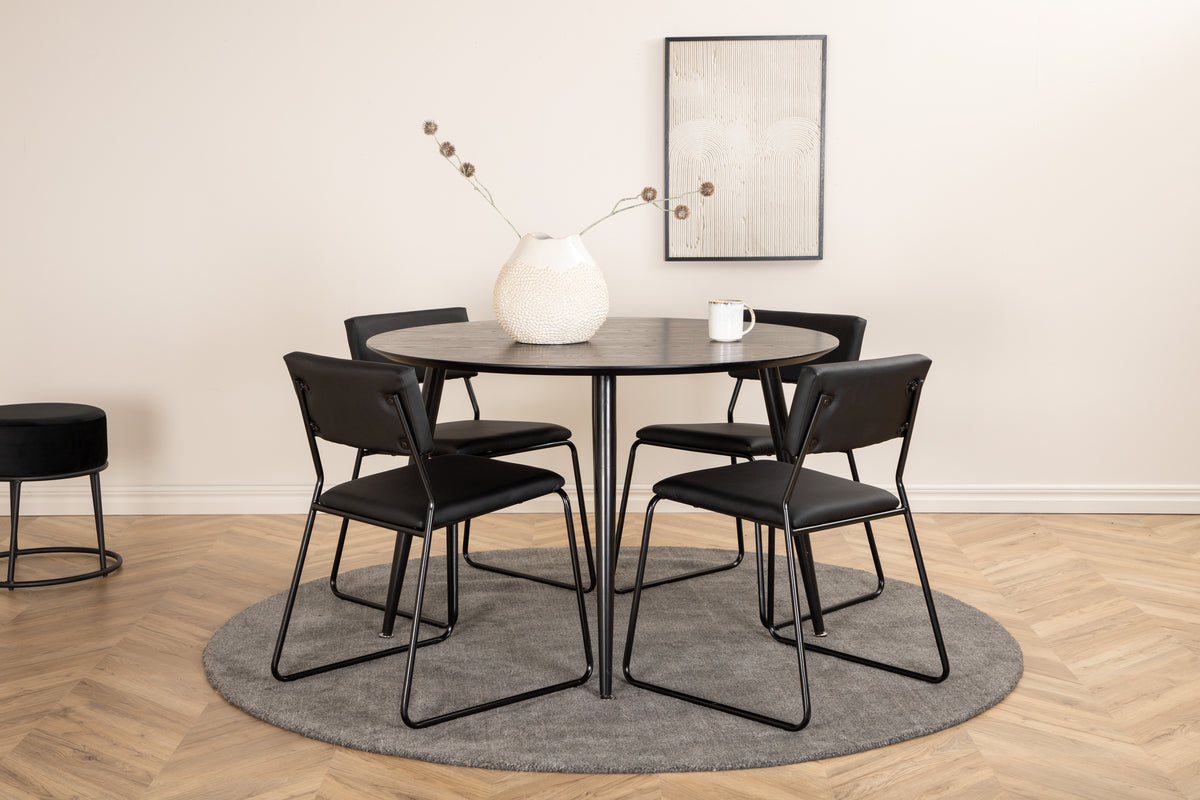Venture Design Kenth & Dipp Matstolar 2-pack Svart + Runda Matbord ⌀115 Svart