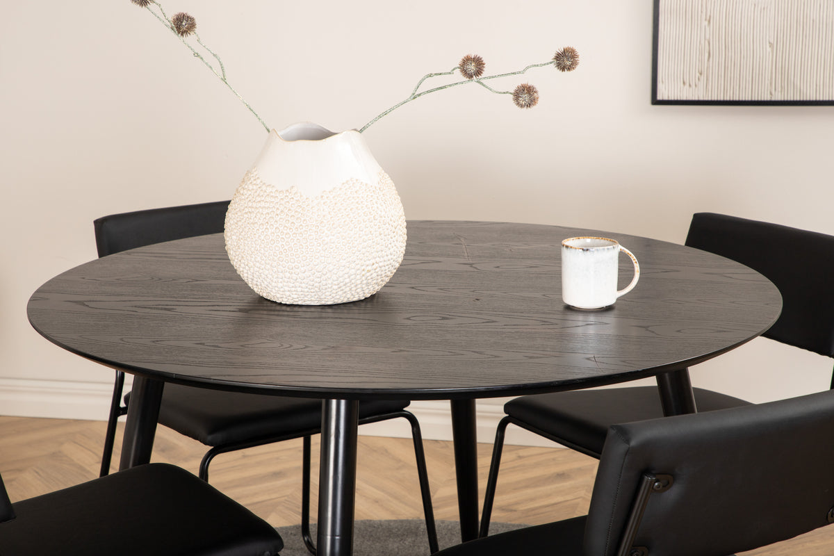 Venture Design Kenth & Dipp Matstolar 2-pack Svart + Runda Matbord ⌀115 Svart