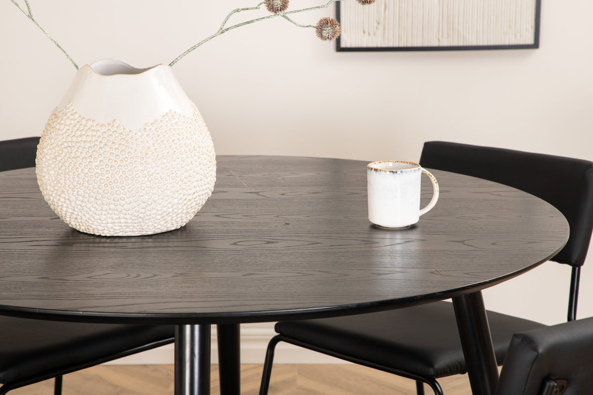 Venture Design Kenth & Dipp Matstolar 2-pack Svart + Runda Matbord ⌀115 Svart