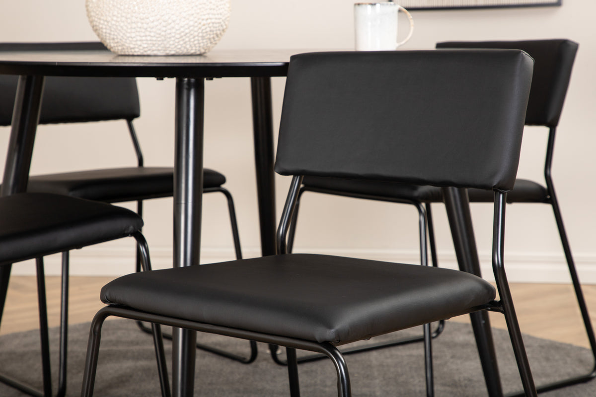 Venture Design Kenth & Dipp Matstolar 2-pack Svart + Runda Matbord ⌀115 Svart