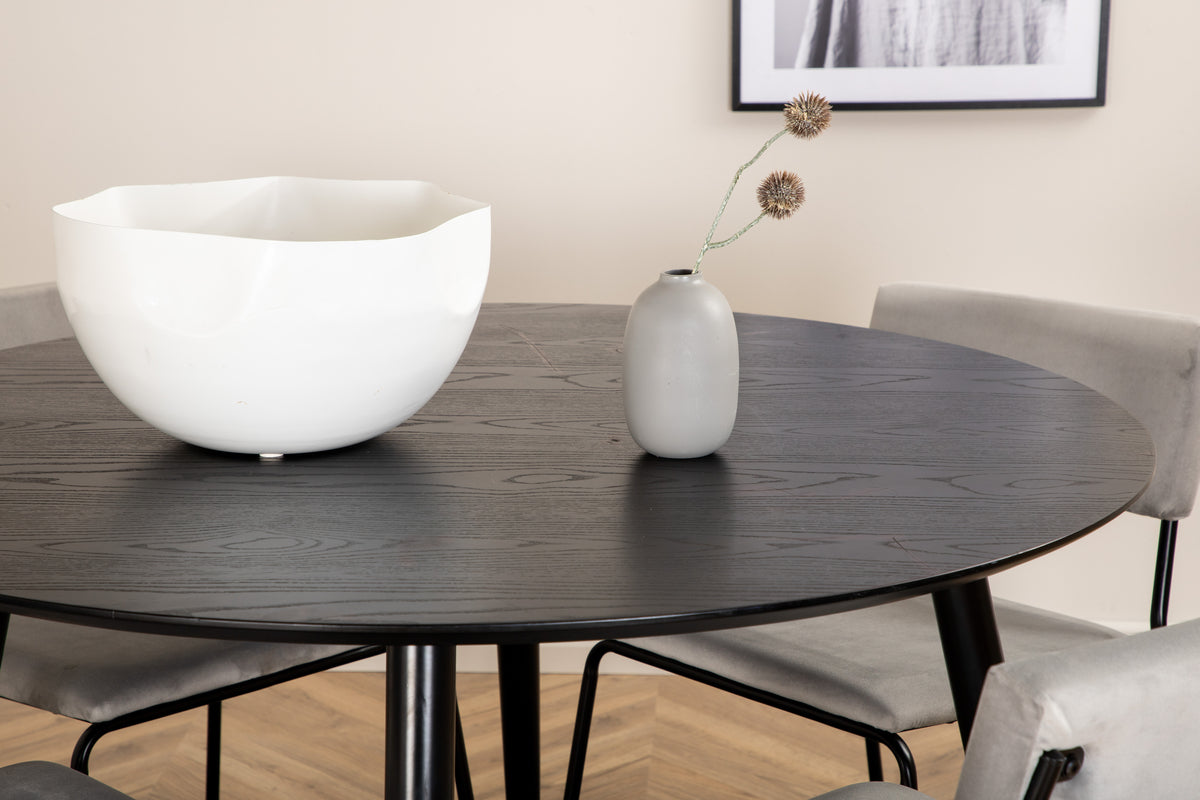 Venture Design Kenth & Dipp Matstolar 2-pack Grå + Runda Matbord ⌀115 Svart