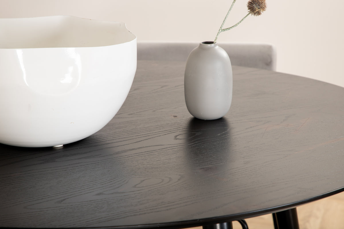 Venture Design Kenth & Dipp Matstolar 2-pack Grå + Runda Matbord ⌀115 Svart
