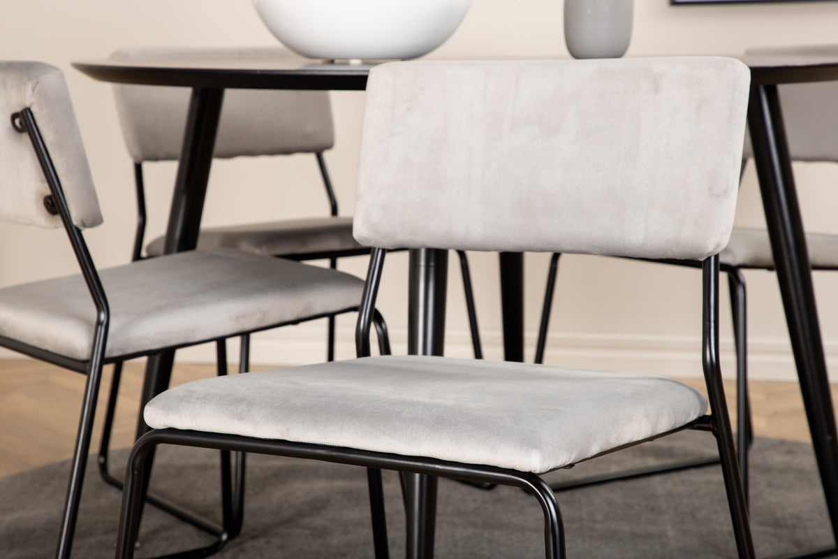 Venture Design Kenth & Dipp Matstolar 2-pack Grå + Runda Matbord ⌀115 Svart