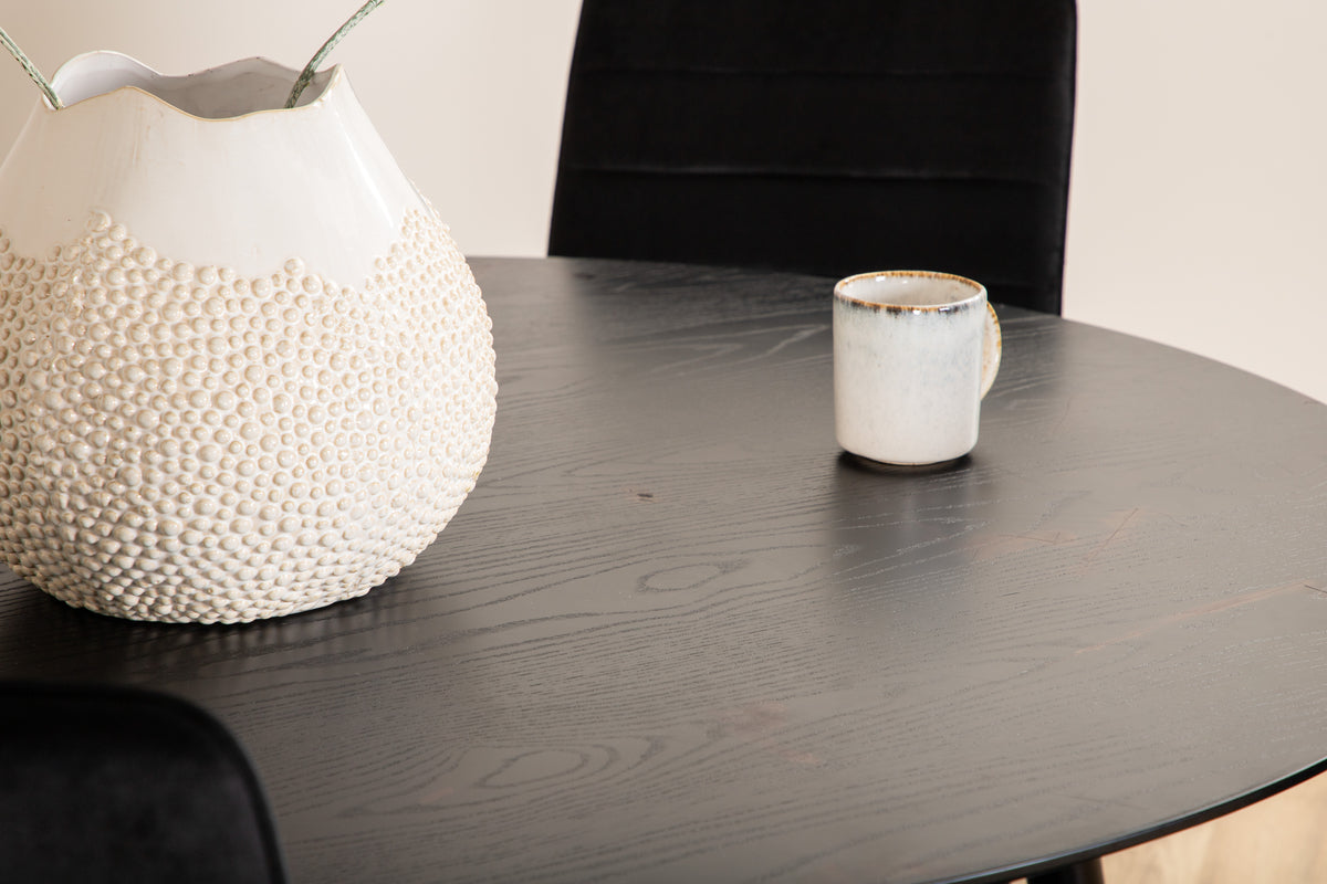 Venture Design Dipp & Windu Runda Matbord ⌀115 Svart + Matstolar 2-pack Svart