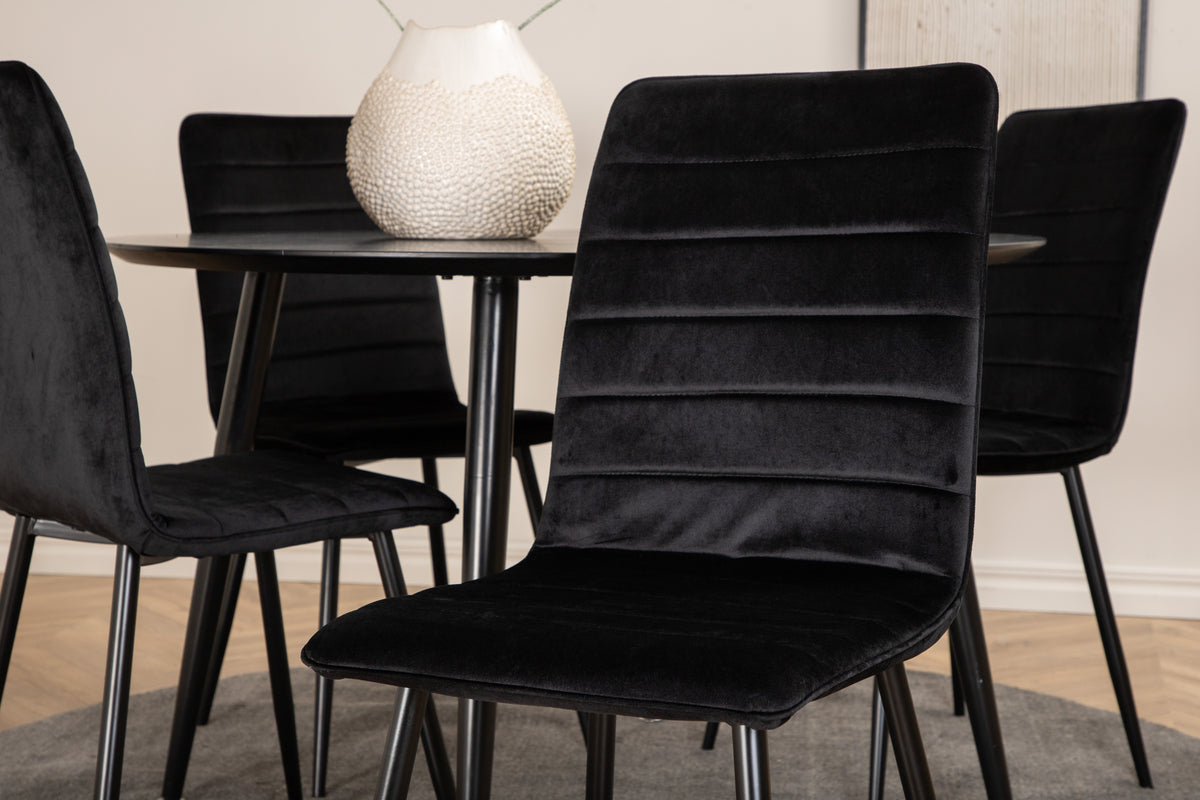 Venture Design Dipp & Windu Runda Matbord ⌀115 Svart + Matstolar 2-pack Svart