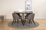 Venture Design Dipp & Velvet Runda Matbord ⌀115 Svart + Matstolar 2-pack Grå