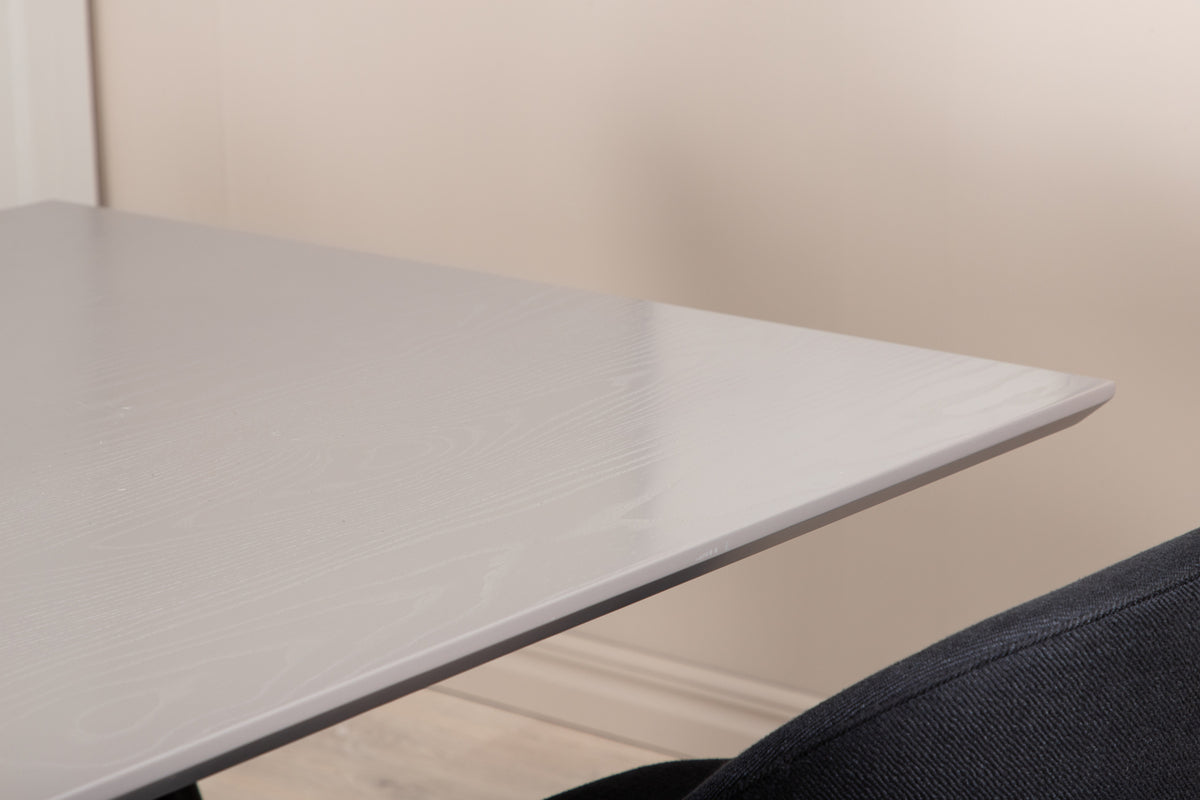 Venture Design Velvet & Piazza Matstolar 2-pack Svart + Rektangulära Matbord 180 x 90 Svart