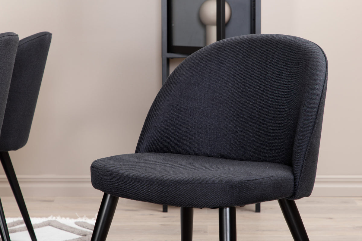 Venture Design Velvet & Piazza Matstolar 2-pack Svart + Rektangulära Matbord 180 x 90 Svart