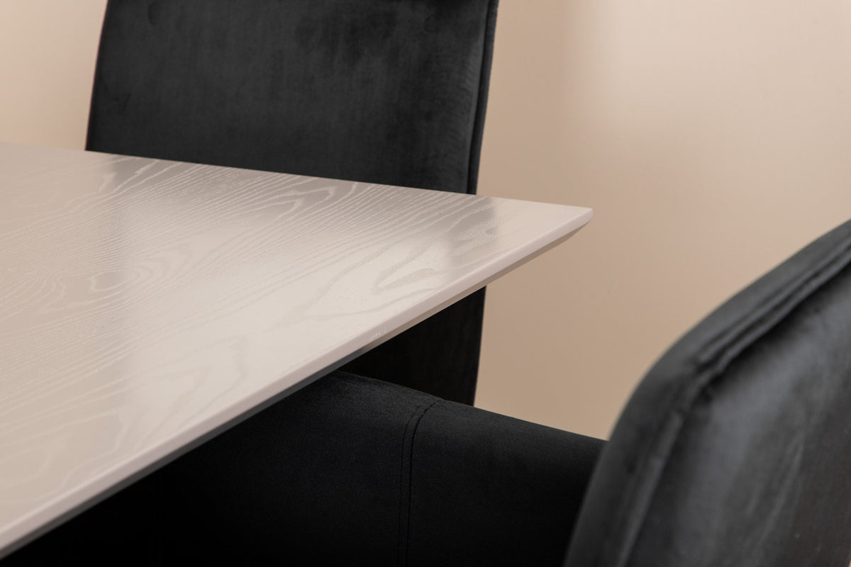 Venture Design Petra & Piazza Matstolar Svart + Rektangulära Matbord 180 x 90 Svart